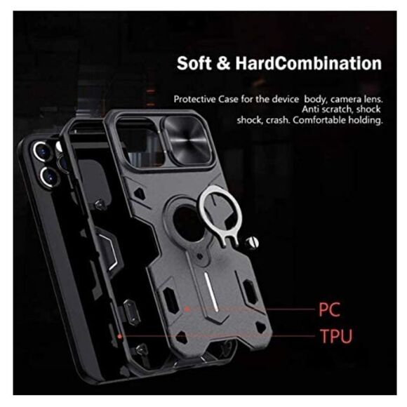 CloudValley Compatible with iPhone 12 Pro Max Case with Camera Cover & Kickstand - Picture 4 of 8
